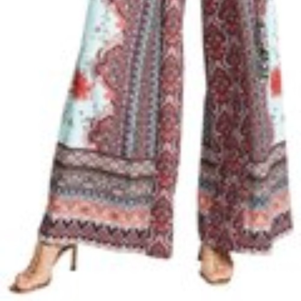 Alice +Olivia Audrie Pleat Floral Blue Jumpsuit. - Picture 2 of 10